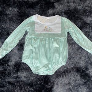 Boutique Mint Green Nativity Long Sleeve Baby Romper